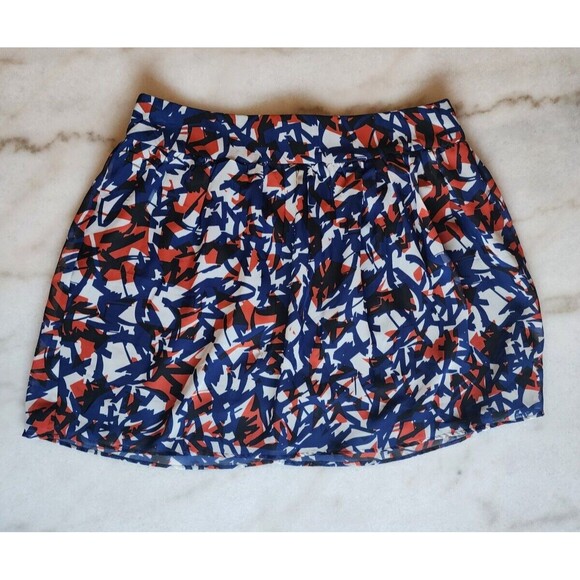 GAP Chiffon Skirt Red White Blue Size 8 Abstract Print Mini Fully Lined 54023 - Picture 1 of 10